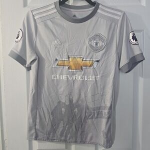 Manchester United Third Soccer Grey #9 Lukaku Jersey 2017/18 Youth L Adidas